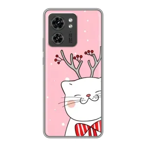 Новогодние Чехлы для Мото Ейдж 40 Про (VPrint) (Зимний кот)