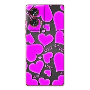 Чехлы для любимой на Моторола Едж 50 Ф'южн (VPrint) (Pink hearts)