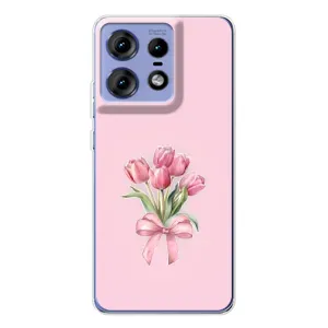Чохол з розовим принтом для Motorola Edge 50 Pro (Букет квітів)