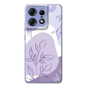Силконовий чохол з принтом в квітах на Motorola Edge 50 Pro (Фіолетове листя абстракція)