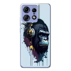 Чехол с Обезьянами Motorola Edge 50 Pro - (AlphaPrint) (Горилла в наушниках)