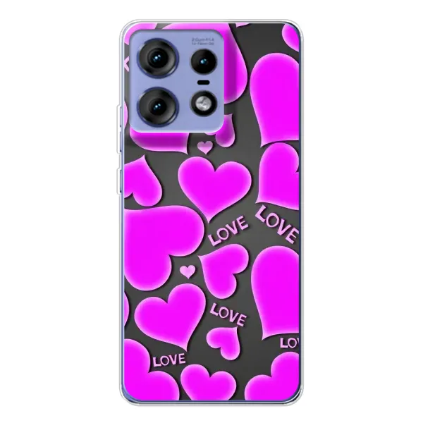 Чохол з принтом «Pink hearts» для Motorola Edge 50 Pro