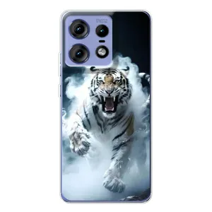 Чохол з картинкою 'Хижаки' для Motorola Edge 50 Pro (Білий тигр у диму)