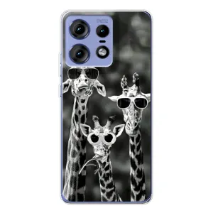 Силіконовий чохол з КАРТИНКАМИ літо для Motorola Edge 50 Pro (AlphaPrint) (Жирафи в окулярах)
