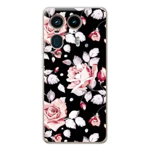 Чехлы с Цветами для Motorola Edge 50 Ultra (VPrint) (Цветочки на черном)