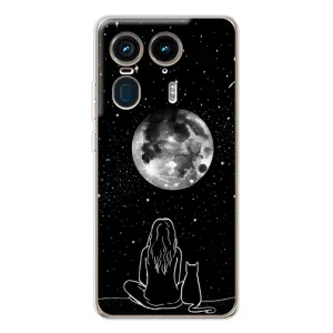 Чохол з малюнком кіт на Motorola Edge 50 Ultra (Дівчина з котом)