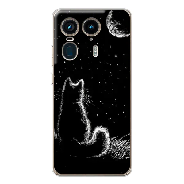 Чехол с принтом «Котик и луна» для Motorola Edge 50 Ultra Чехол с принтом «Котик и луна» для Motorola Edge 50 Ultra