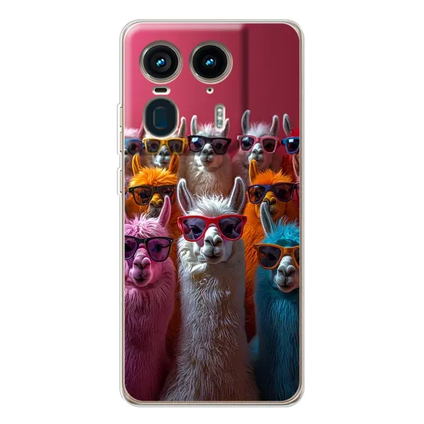 Чохол з принтом «Лами в окулярах» для Motorola Edge 50 Ultra