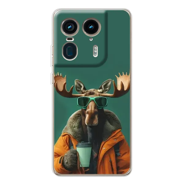 Чохол з принтом «Лось з кавою» для Motorola Edge 50 Ultra