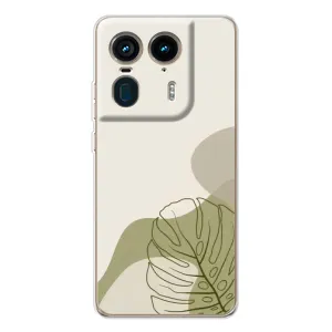 Силиконовый чехол с принтом в цветах на Motorola Edge 50 Ultra (Зеленая монстера дизайн)