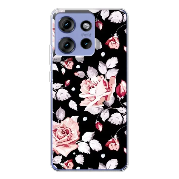 Чехол с принтом «Цветочки на черном» для Motorola Edge 50 Чехол с принтом «Цветочки на черном» для Motorola Edge 50