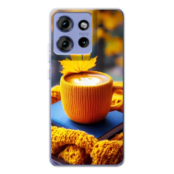 Чохол з принтом «Кава на жовтому пледі» для Motorola Edge 50