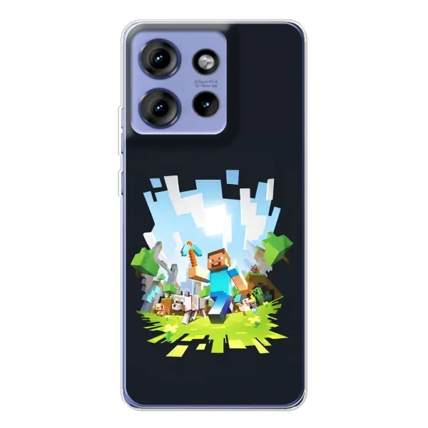 Чехол с принтом «персонажи Minecraft» для Motorola Edge 50 Чехол с принтом «персонажи Minecraft» для Motorola Edge 50