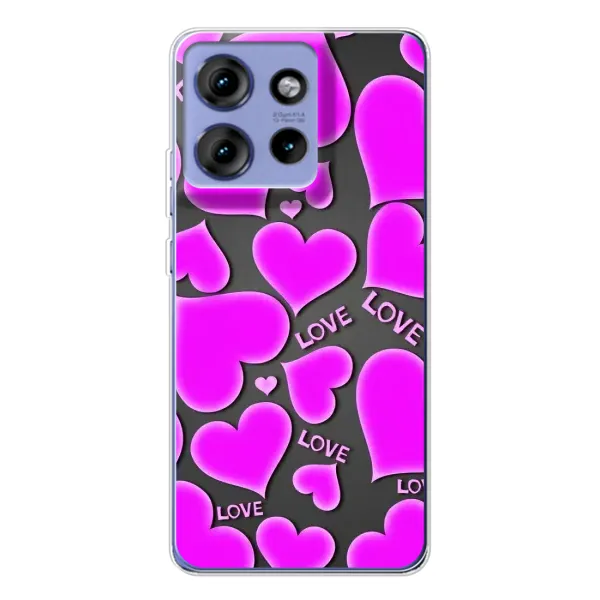 Чехол с принтом «Pink hearts» для Motorola Edge 50