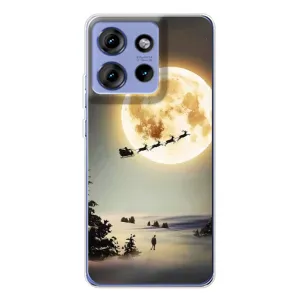 Новорічні, Святкові Чохли для Motorola Edge 50 - 2024 год (Санта на місяці)
