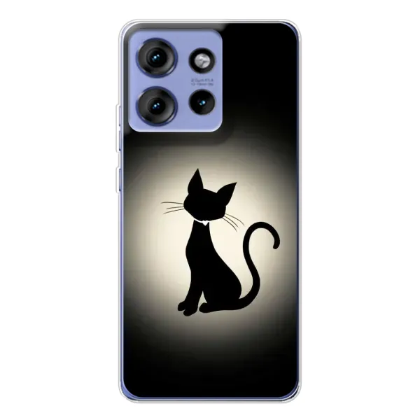 Чохол з принтом «Силует котика» для Motorola Edge 50