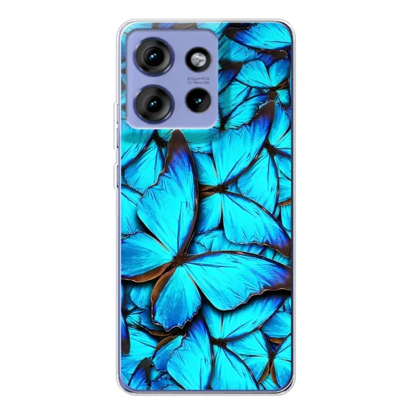 Чохол з принтом «Сині метелики» для Motorola Edge 50