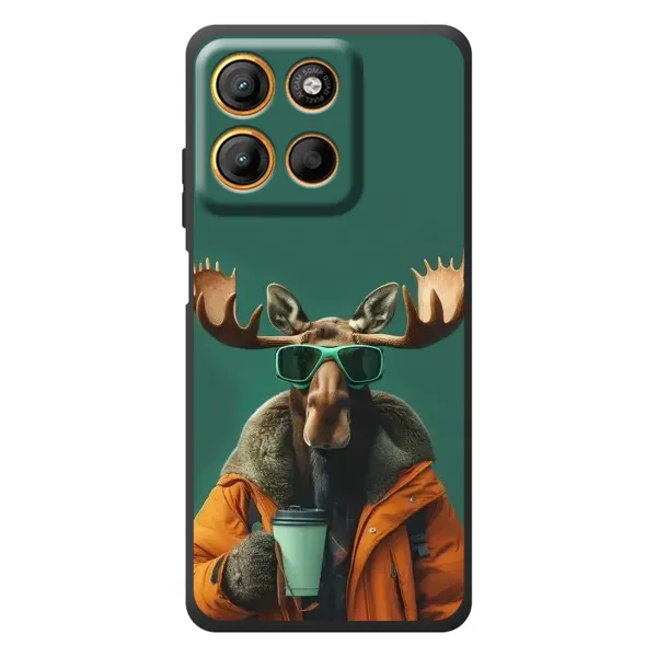 Чехол с принтом «Лось с кофе» для Motorola Edge 60 Neo