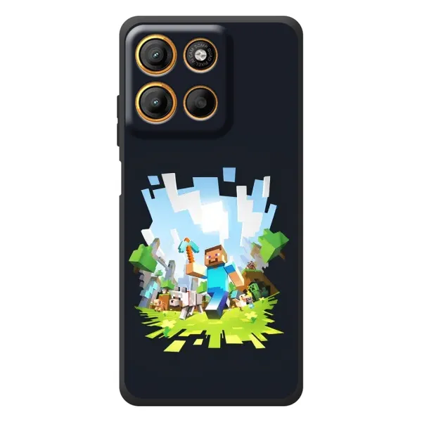 Чохол з принтом «персонажі Minecraft» для Motorola Edge 60 Neo Чохол з принтом «персонажі Minecraft» для Motorola Edge 60 Neo