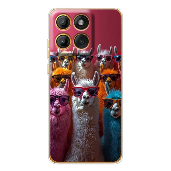 Чехол с принтом «Ламы в очках» для Motorola Edge 60 Чехол с принтом «Ламы в очках» для Motorola Edge 60