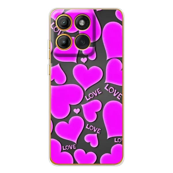 Чохол з принтом «Pink hearts» для Motorola Edge 60