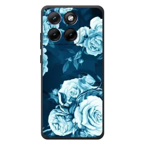 Чехлы (ART) Цветы на Motorola Edge 70 Fusion Plus (VPrint) (Голубые Бутоны)