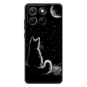 Чохол з принтом для Motorola Edge 70 Fusion (AlphaPrint) Модні коти (Котик і місяць)