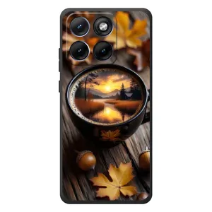 Чехол с уникальным дизайном «Осень с кофе» для Motorola Edge 70 Fusion (Темный кофе)