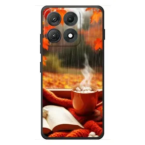 Чехол с уникальным дизайном «Осень с кофе» для Motorola Edge 70 Max (Кофе и дождь)
