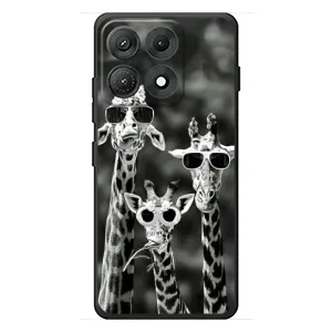 Силиконовый чехол с КАРТИНКАМИ лето для Motorola Edge 70 Max (AlphaPrint) (Жирафы в очках)