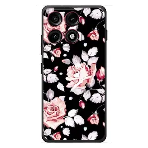 Чехлы с Цветами для Motorola Edge 70 Pro (VPrint) (Цветочки на черном)