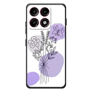Силиконовый чехол с принтом в цветах на Motorola Edge 70 Pro (Букет фиолетовая абстракция)