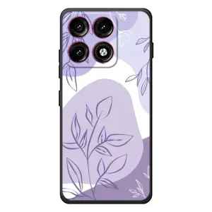 Силиконовый чехол с принтом в цветах на Motorola Edge 70 Pro (Фиолетовые листья абстракция)
