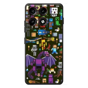 Чехол Майнкрафт на Motorola Edge 70 Pro (AlphaPrint) Minecraft (Коллаж Майнкрафт)