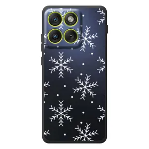 Зимние Чехлы для \[Введите запрос]Motorola Edyzh 70 - прозрачный фон (Белые снежинки)