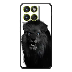 Чехлы с картинками животных Motorola Edge 70 (Черный ЛЕВ)