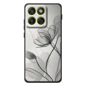 Чехол с цветочным принтом на \[Введите запрос]Motorola Edyzh 70 (Черные цветы)