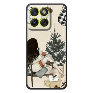 Рождественские, Праздничные Чехлы для \[Введите запрос]Motorola Edyzh 70 (Девушка с елкой)