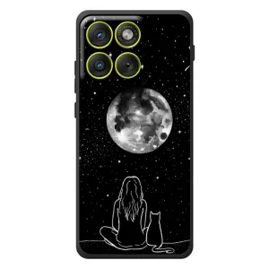 Чехол с рисунком кот на Motorola Edge 70 (Девушка с котом)