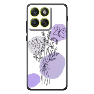 Силиконовый чехол с принтом в цветах на Motorola Edge 70 (Букет фиолетовая абстракция)
