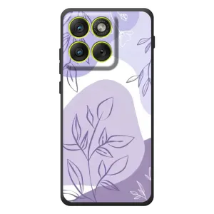 Силиконовый чехол с принтом в цветах на Motorola Edge 70 (Фиолетовые листья абстракция)