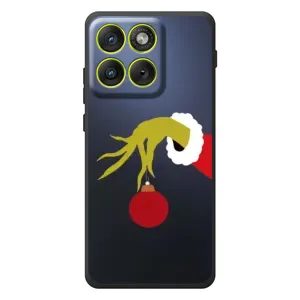 Зимние Чехлы для \[Введите запрос]Motorola Edyzh 70 - прозрачный фон (Гринч с игрушкой)