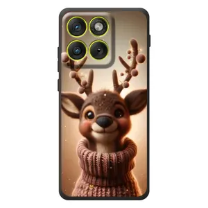 Яркий чехол для Motorola Edge 70 с Зимними Оленятами (Олень в свитере)