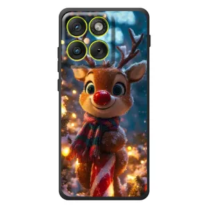 Яркий чехол для Motorola Edge 70 с Зимними Оленятами (Олень с шарфом)