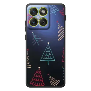 Зимние Чехлы для \[Введите запрос]Motorola Edyzh 70 - прозрачный фон (Рождественские елки)