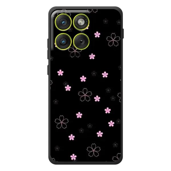 Чехол с принтом «Розовые цветы на черном» для Motorola Edge 70