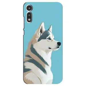 Чехол с Хаски для Motorola Moto E 2020 - (AlphaPrint) (Хаски арт)