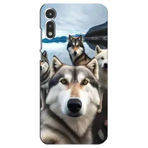 Чехол с Хаски для Motorola Moto E 2020 - (AlphaPrint) (Селфи ХАски)