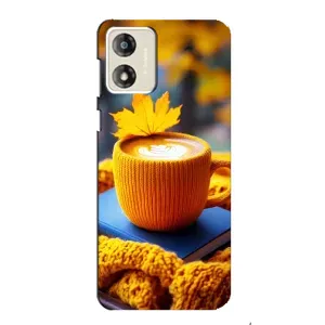 Чехол с принтом «Кофе на желтом пледе» для Motorola MOTO E13