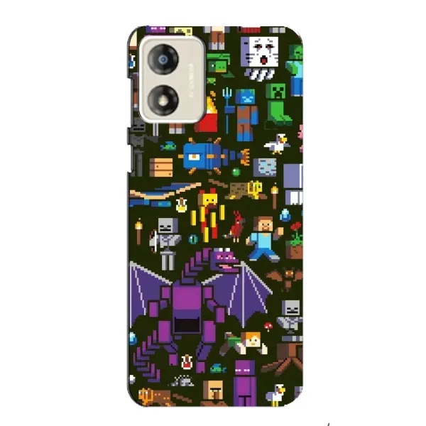 Чехол с принтом «Коллаж Майнкрафт» для Motorola MOTO E13